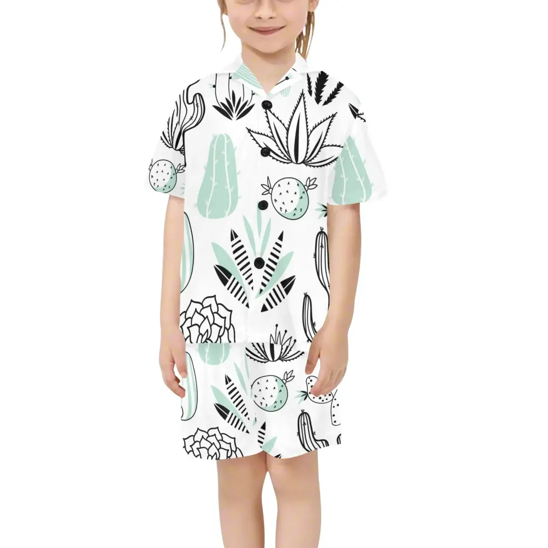 Little Girls' V-Neck Short Pajama Set (ModelSets 11)