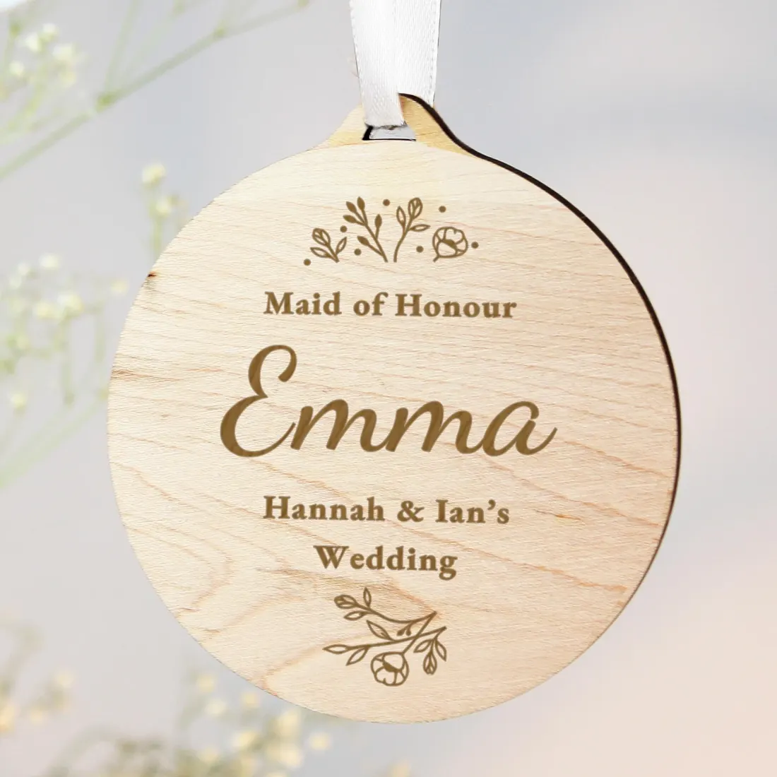 Personalised Wedding Tag, Engraved Wooden Bridal Party Gift, Custom Name Keepsake — photo 4
