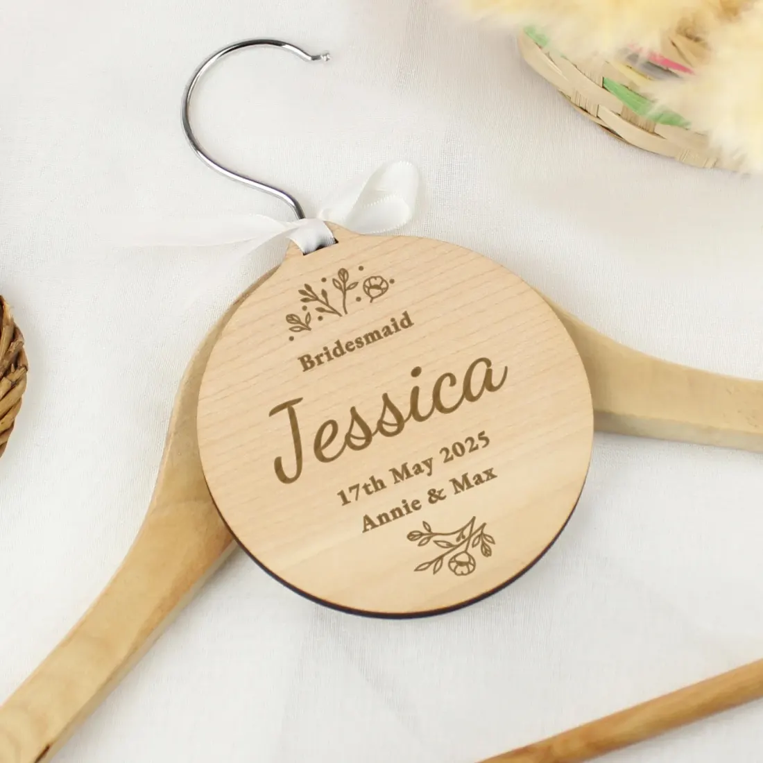 Personalised Wedding Tag, Engraved Wooden Bridal Party Gift, Custom Name Keepsake — photo 5