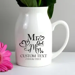 Personalised Mr and Mrs Ceramic Flower Jug Vase, Wedding Keepsake Home Décor thumbnail 2
