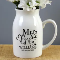 Personalised Mr and Mrs Ceramic Flower Jug Vase, Wedding Keepsake Home Décor thumbnail 6