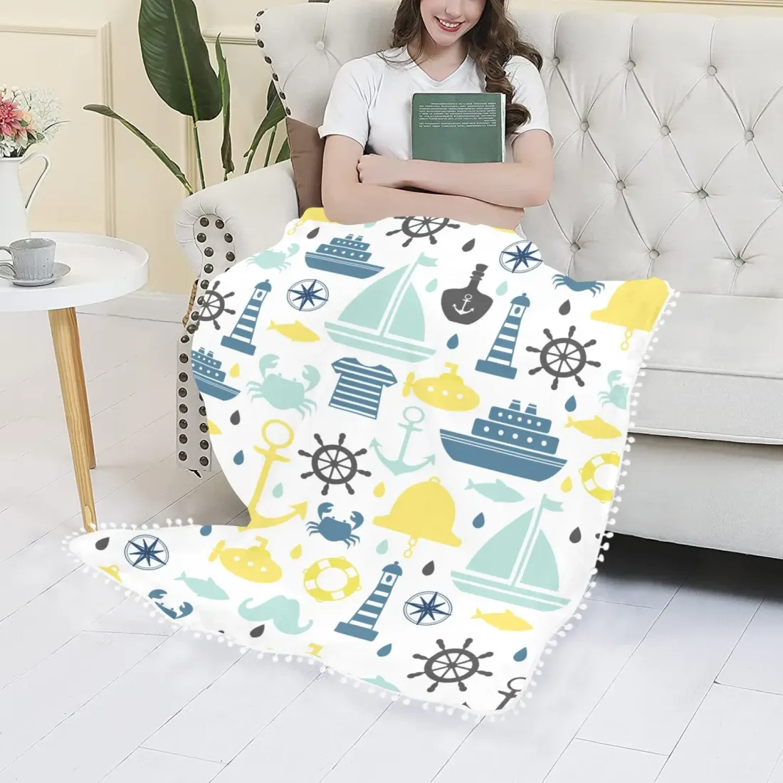 Pom Pom Fringe Blanket50"x60" — photo 2