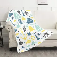 Pom Pom Fringe Blanket50"x60" thumbnail 3