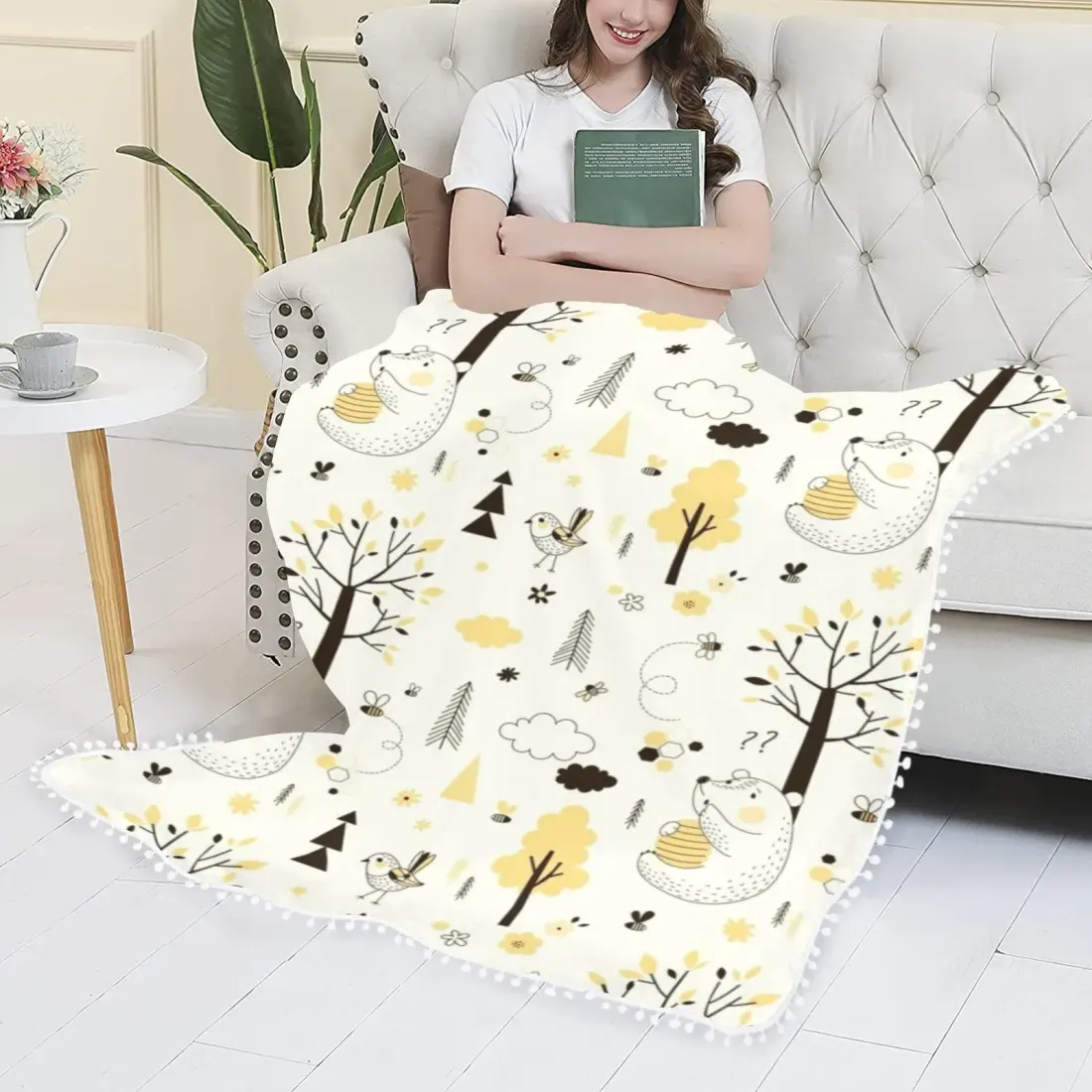 Pom Pom Fringe Blanket60"x80" — photo 2