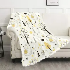 Pom Pom Fringe Blanket60"x80" thumbnail 3