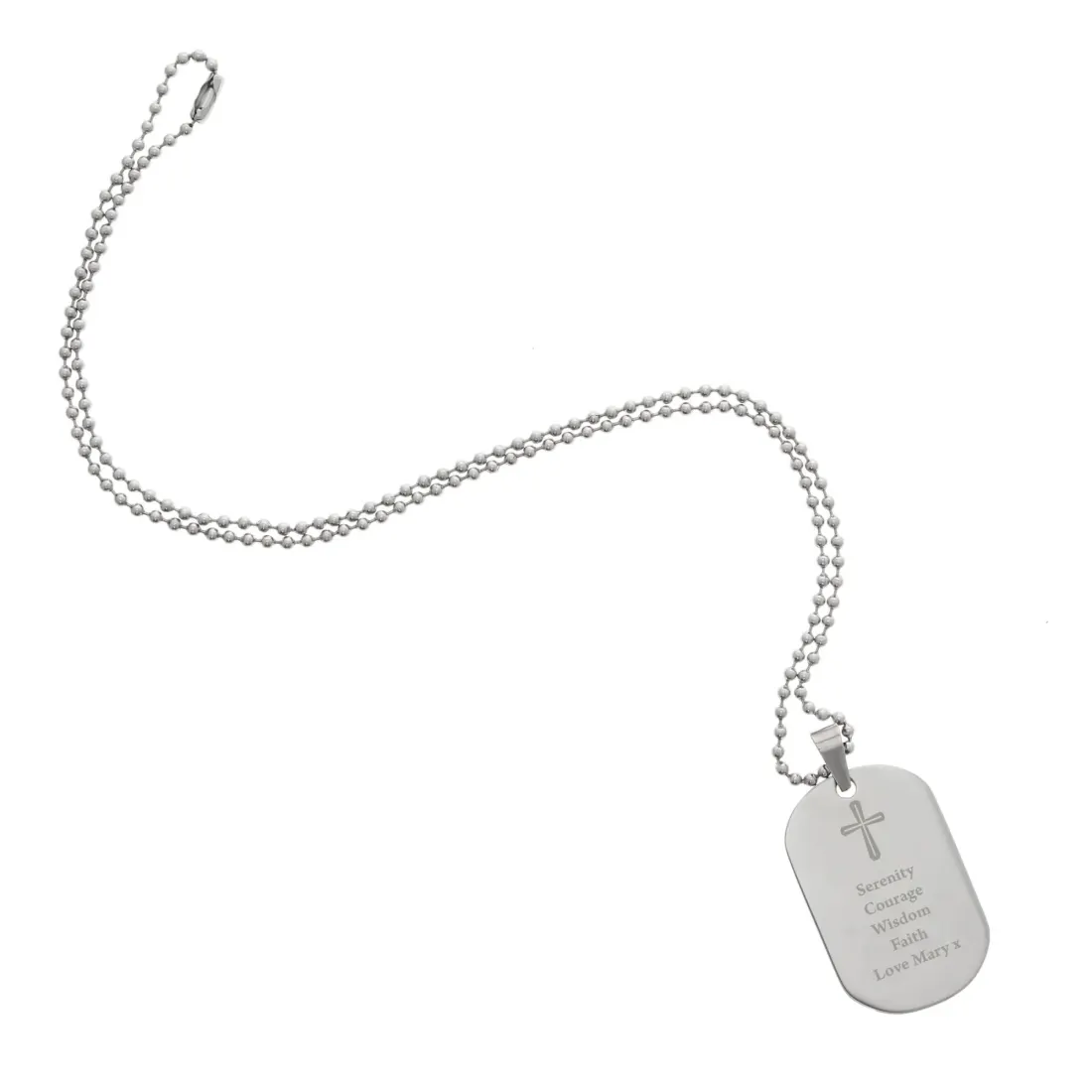 Personalised Cross Dog Tag Necklace, Engraved Stainless Steel Communion Gift, Custom Christian Pendant — photo 6