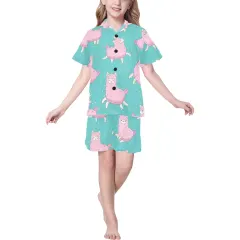 Big Girls' V-Neck Short Pajama Set (ModelSets 11) thumbnail 1