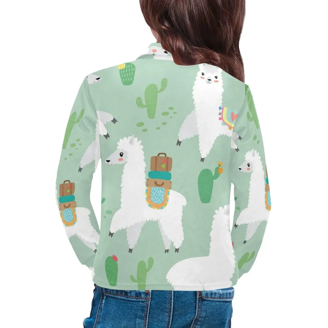 Little Girls' Long Sleeve Polo Shirt (Model T73) — photo 2