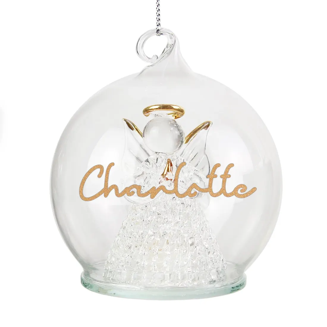 Personalised LED Angel Bauble, Light Up Glass Christmas Ornament, Custom Name Tree Decoration — photo 5
