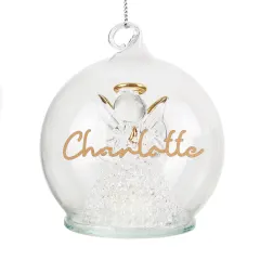 Personalised LED Angel Bauble, Light Up Glass Christmas Ornament, Custom Name Tree Decoration thumbnail 5