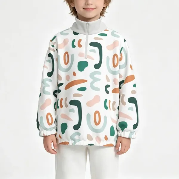 Children's Long-Sleeve Half-Zip Double-Pocket Sweatshirt