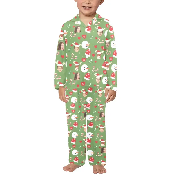 Little Boys' V-Neck Long Sleeve Pajama Set(Model Sets 02)