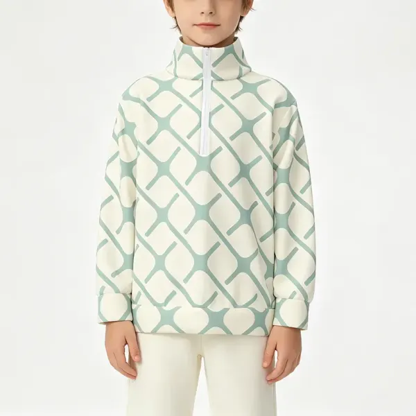 Children's Stand Collar Long-Sleeve Half-Zip Sweatshirt