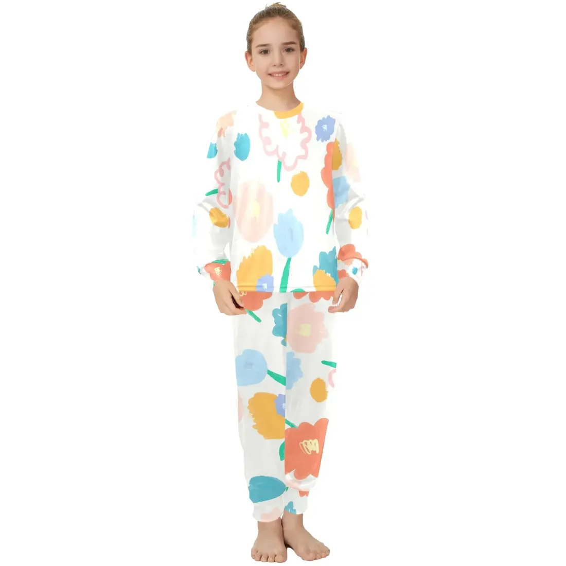 Big Girls' Crew Neck Long Pajama Set (Model Sets 18) — photo 2