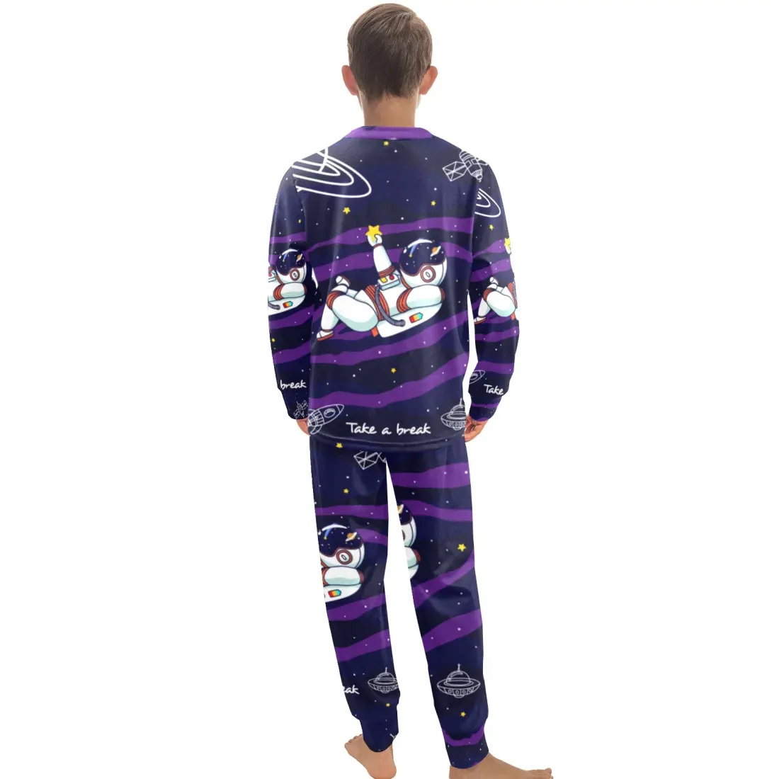 Big Boys' Crew Neck Long Pajama Set (Model Sets 18) — photo 4