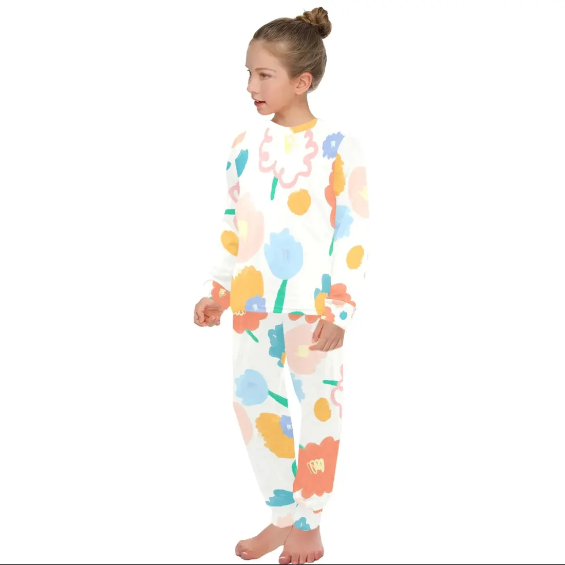 Big Girls' Crew Neck Long Pajama Set (Model Sets 18) — photo 3