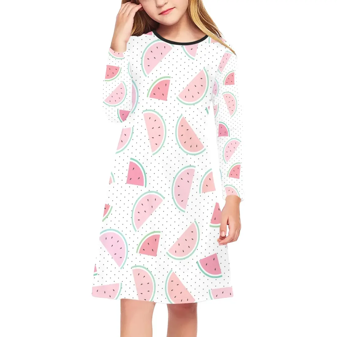 Girls' Long Sleeve Dress (ModelD59)