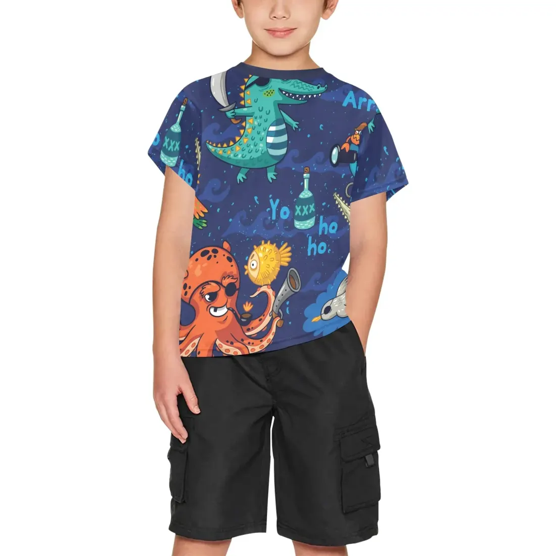 Big Boys' All Over Print Crew Neck T-Shirt(Model T40-2)