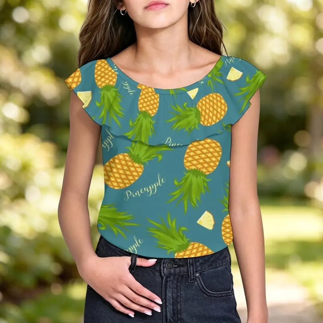Girls' Ruffle Neck Sleeveless Blouse — photo 2