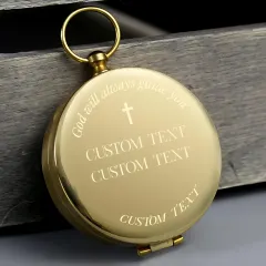 Personalised Religious Compass, Engraved Brass Baptism Keepsake, Holy Communion Gift thumbnail 2