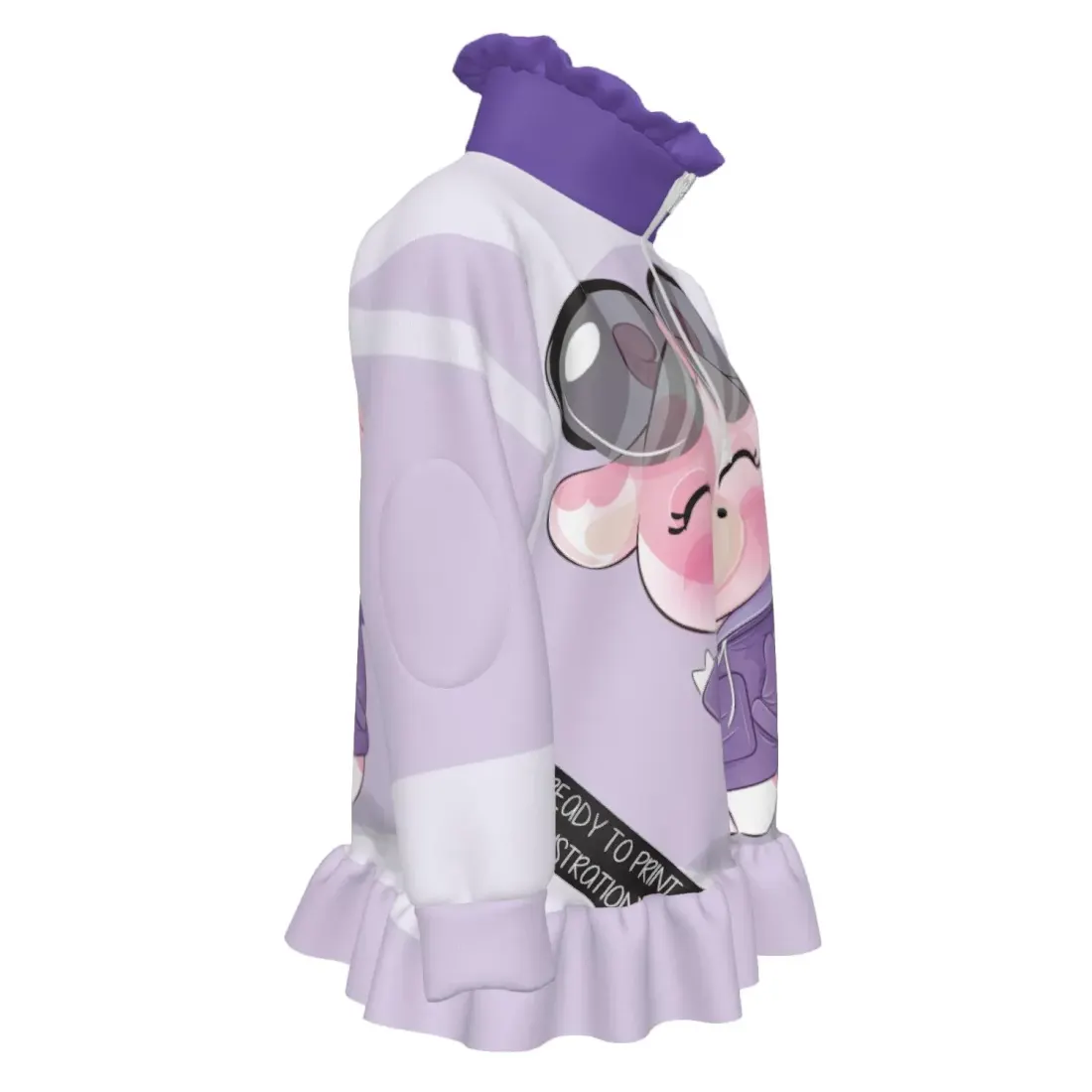 Girls' Half-Zip Long-Sleeve Sweatshirt with Ruffle Hem — photo 2