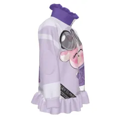 Girls' Half-Zip Long-Sleeve Sweatshirt with Ruffle Hem thumbnail 2