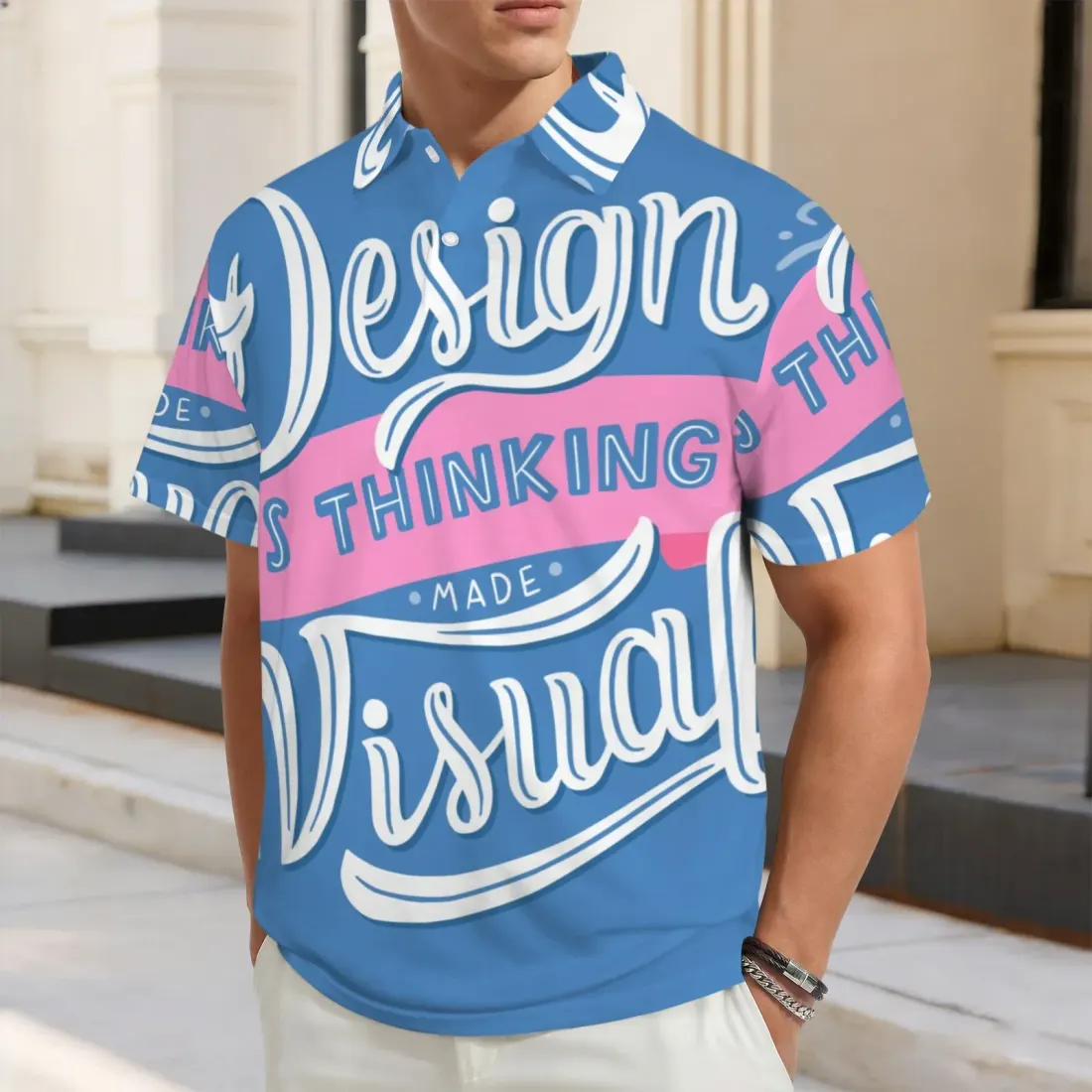 All Over Print Men's Button Polo Shirt （Model T89） — photo 2