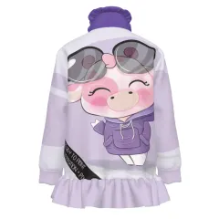 Girls' Half-Zip Long-Sleeve Sweatshirt with Ruffle Hem thumbnail 4