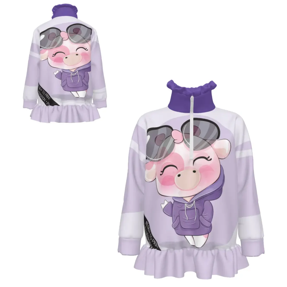 Girls' Half-Zip Long-Sleeve Sweatshirt with Ruffle Hem — photo 6