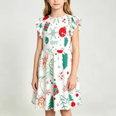 Big Girls' Ruffle Sleeve Crew-Neck Dress thumbnail 1