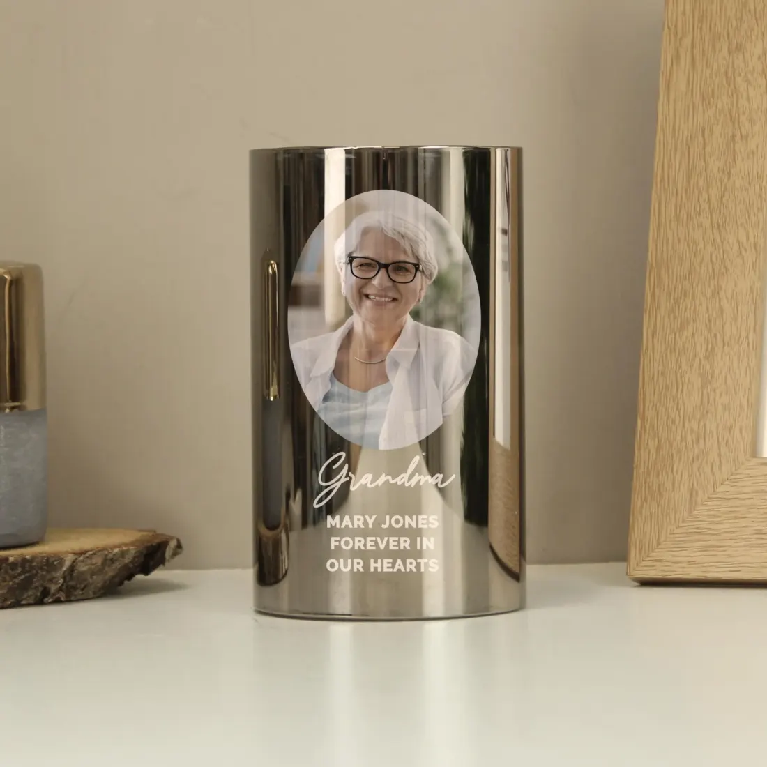 Personalised Smoked Glass LED Candle, Custom Photo Upload Light — photo 4