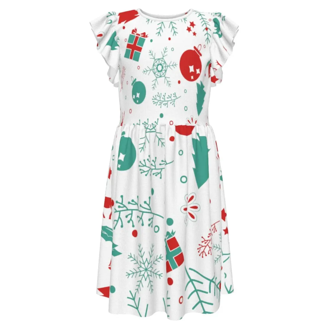 Big Girls' Ruffle Sleeve Crew-Neck Dress — photo 2