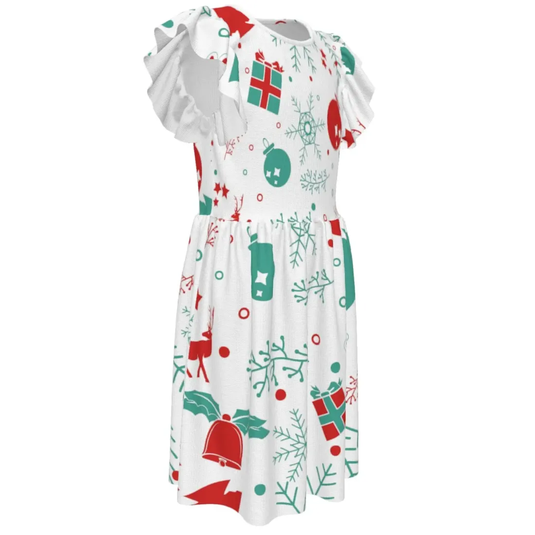 Big Girls' Ruffle Sleeve Crew-Neck Dress — photo 4