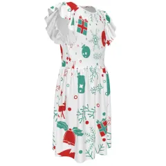 Big Girls' Ruffle Sleeve Crew-Neck Dress thumbnail 4