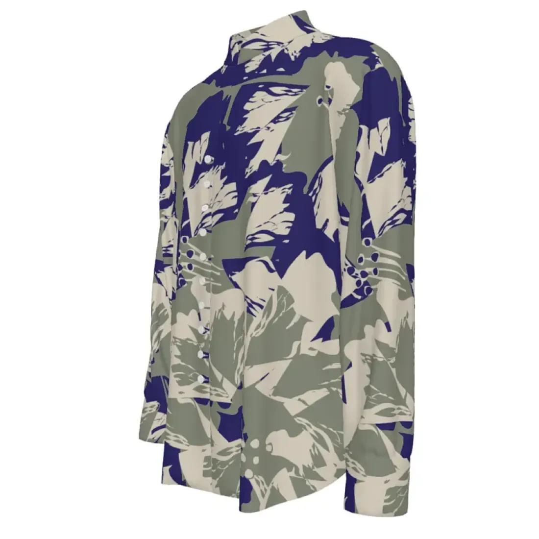 Mandarin Collar Multi-Button Long Sleeve Shirt — photo 4