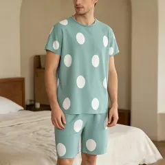 Men's Short Sleeve Crew Neck Pajama Set thumbnail 1