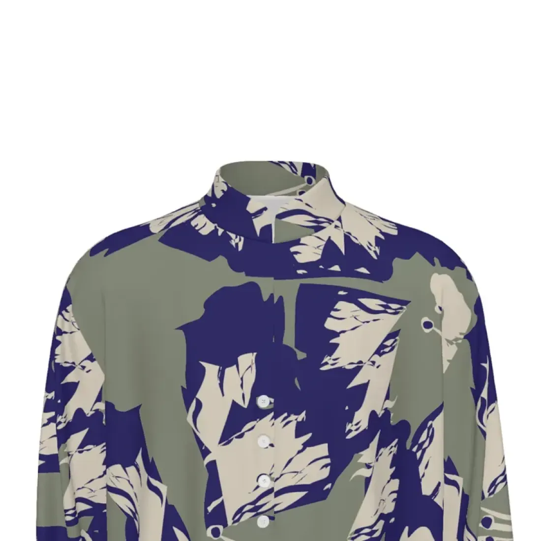 Mandarin Collar Multi-Button Long Sleeve Shirt — photo 6