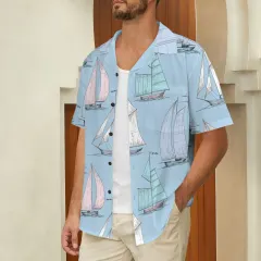 Men's Curved Hem Hawaiian Shirt (Model T87) thumbnail 1