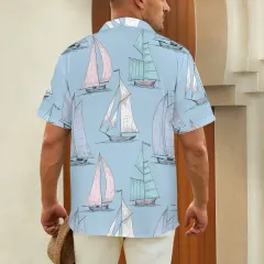 Men's Curved Hem Hawaiian Shirt (Model T87) thumbnail 2