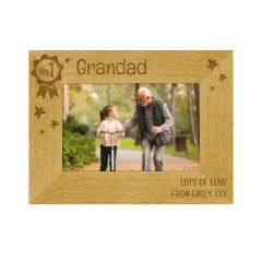 Personalised Wooden Photo Frame, Custom Engraved Dad Gift, 6x4 Mantelpiece Oak-Effect Frame thumbnail 6