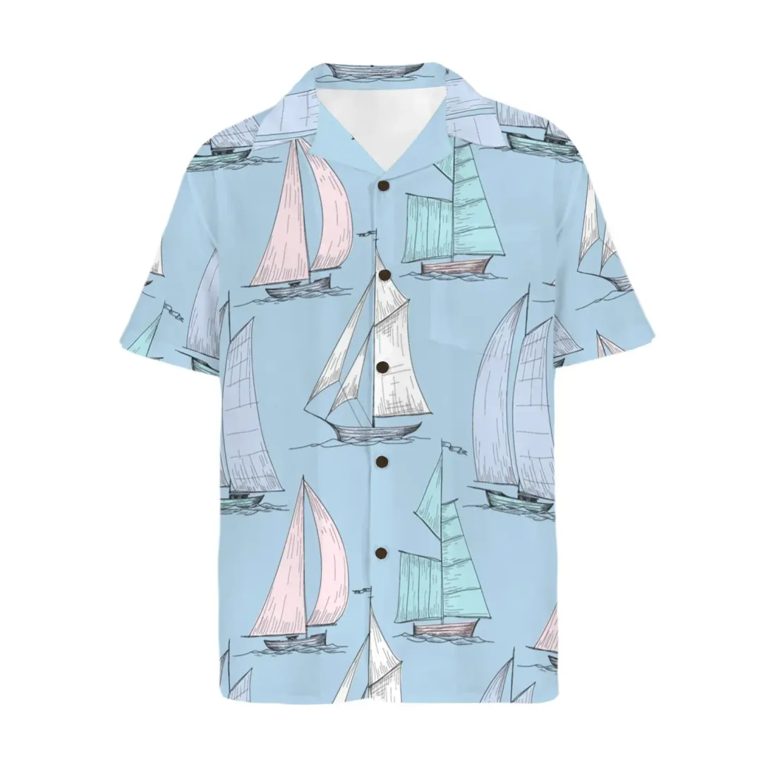Men's Curved Hem Hawaiian Shirt (Model T87) — photo 4