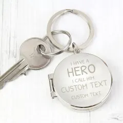 Personalised Grandad Photo Keyring, Engraved Silver Tone Memorial Keepsake Keychain thumbnail 2