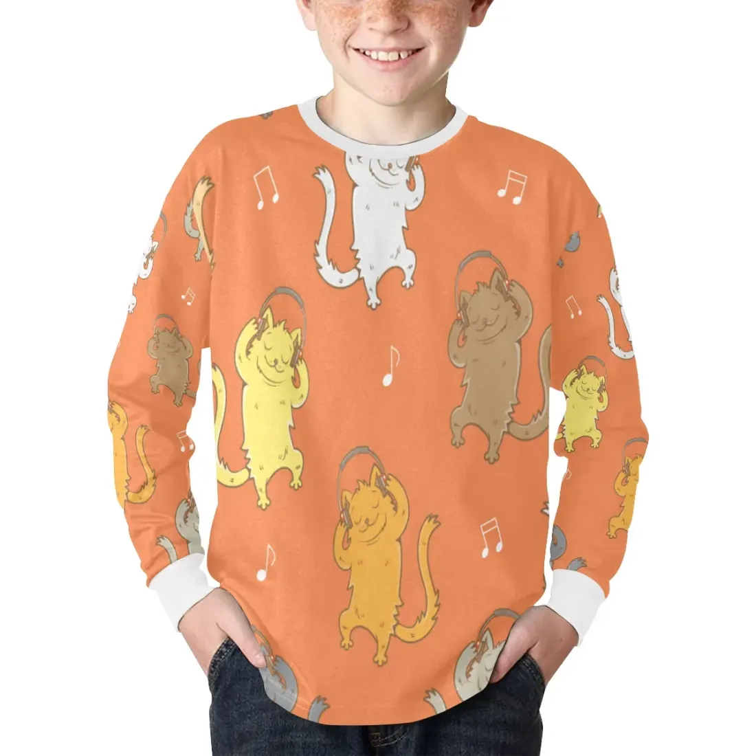 Kids' Rib Cuff Long Sleeve T-shirt(ModelT64)