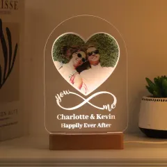 Personalised Heart Photo LED Light, Custom Engraved Acrylic Lamp thumbnail 1
