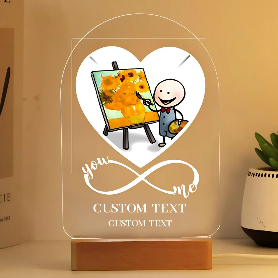 Personalised Heart Photo LED Light, Custom Engraved Acrylic Lamp — photo 2