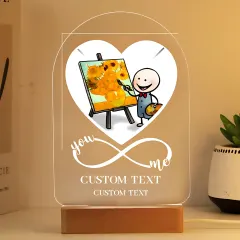 Personalised Heart Photo LED Light, Custom Engraved Acrylic Lamp thumbnail 2