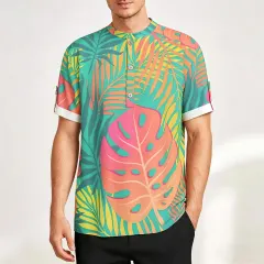 Men's Half-Placket Button Short Sleeve Shirt thumbnail 1