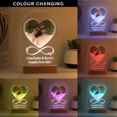 Personalised Heart Photo LED Light, Custom Engraved Acrylic Lamp thumbnail 3