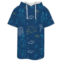 Men's Short Sleeve Drawstring Front Pocket Hoodie thumbnail 1