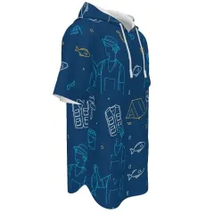 Men's Short Sleeve Drawstring Front Pocket Hoodie thumbnail 2